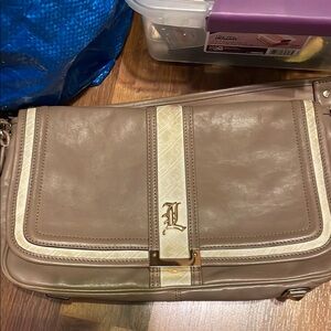 L.A.M.B. Beige and Cream Shoulder Bag